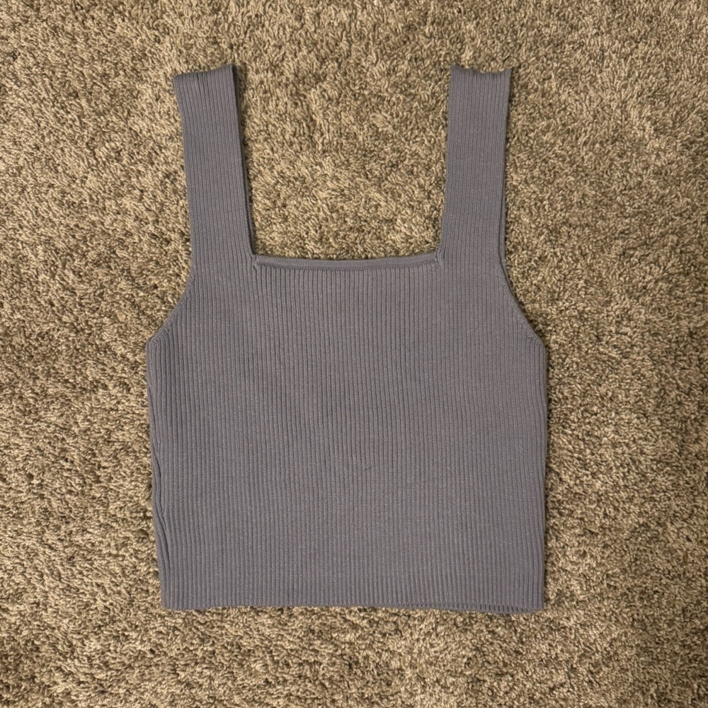 Blue Ribbed Tank Top